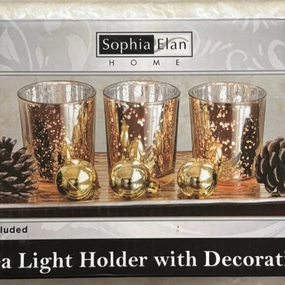 Sophia Elan Home Decor 4 Pc. Tea Light Holder + Decorative Accents Christmas - Picture 1 of 7
